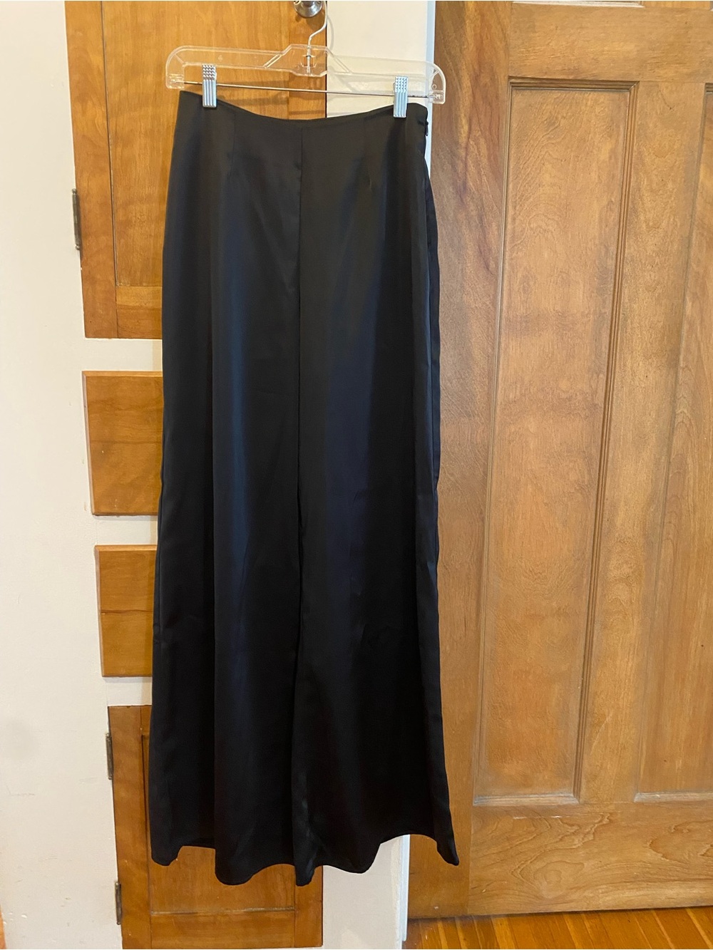 NEW without Tags Wayf Black Satin Wide-Leg Trousers